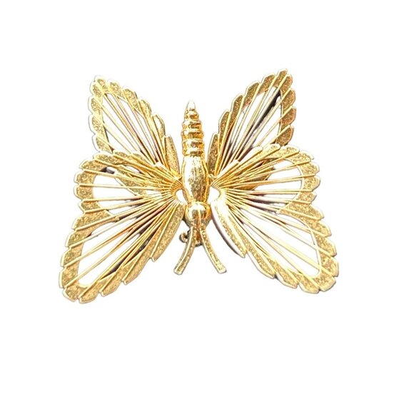 Vintage Monet Gold Tone Butterfly Pin Brooch - Picture 2 of 6